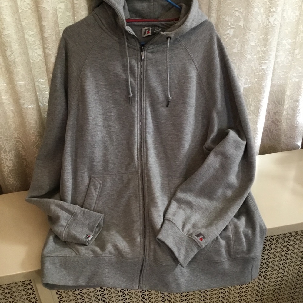 Men’s zip up hooded sweatshirt.